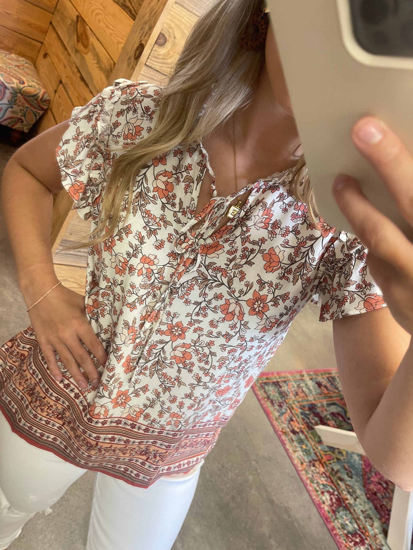 SALE! Flower Field Top (S-L) 2 COLORS