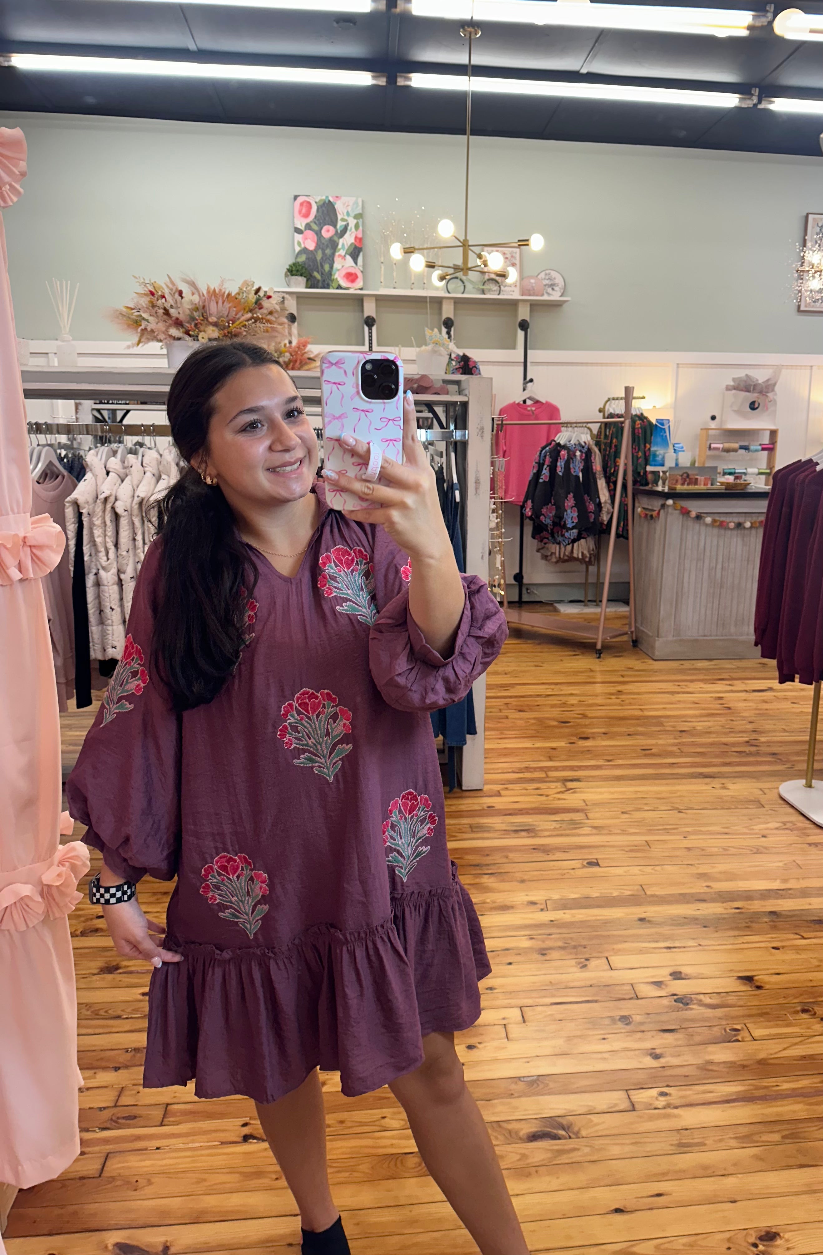 Embroidered Emmalee Dress (S-2X)(2 Colors)