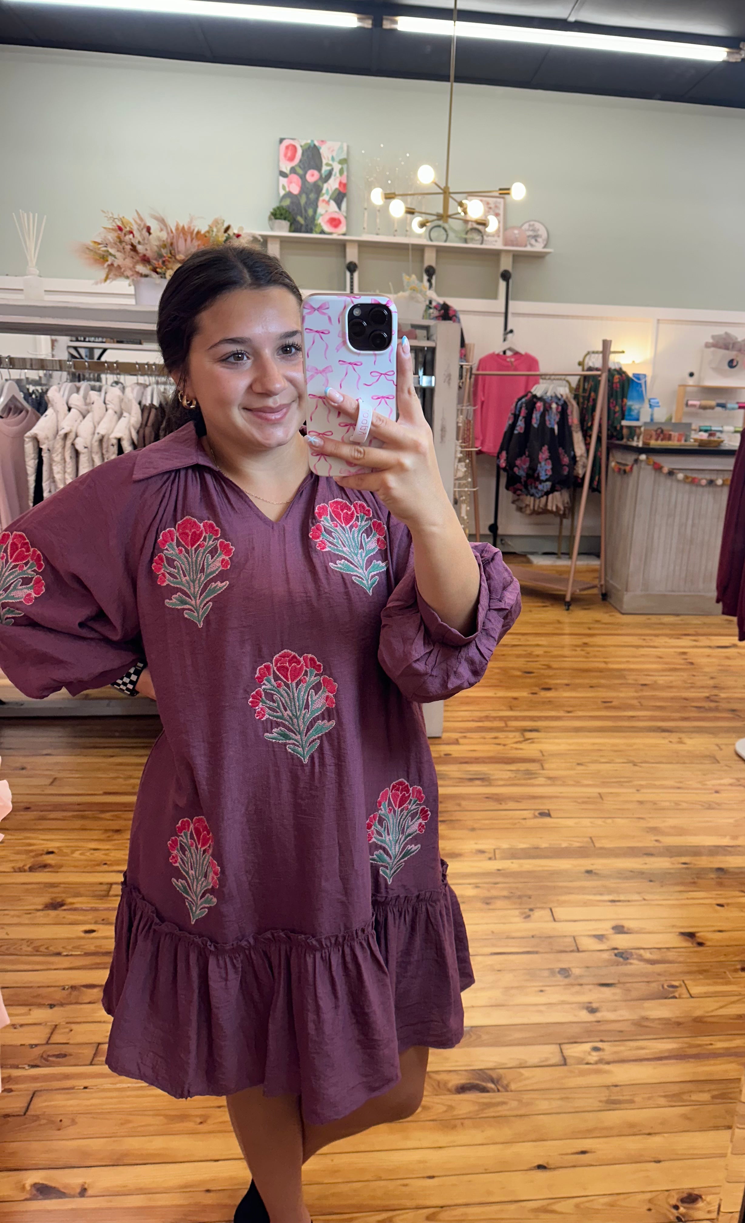 Embroidered Emmalee Dress (S-2X)(2 Colors)