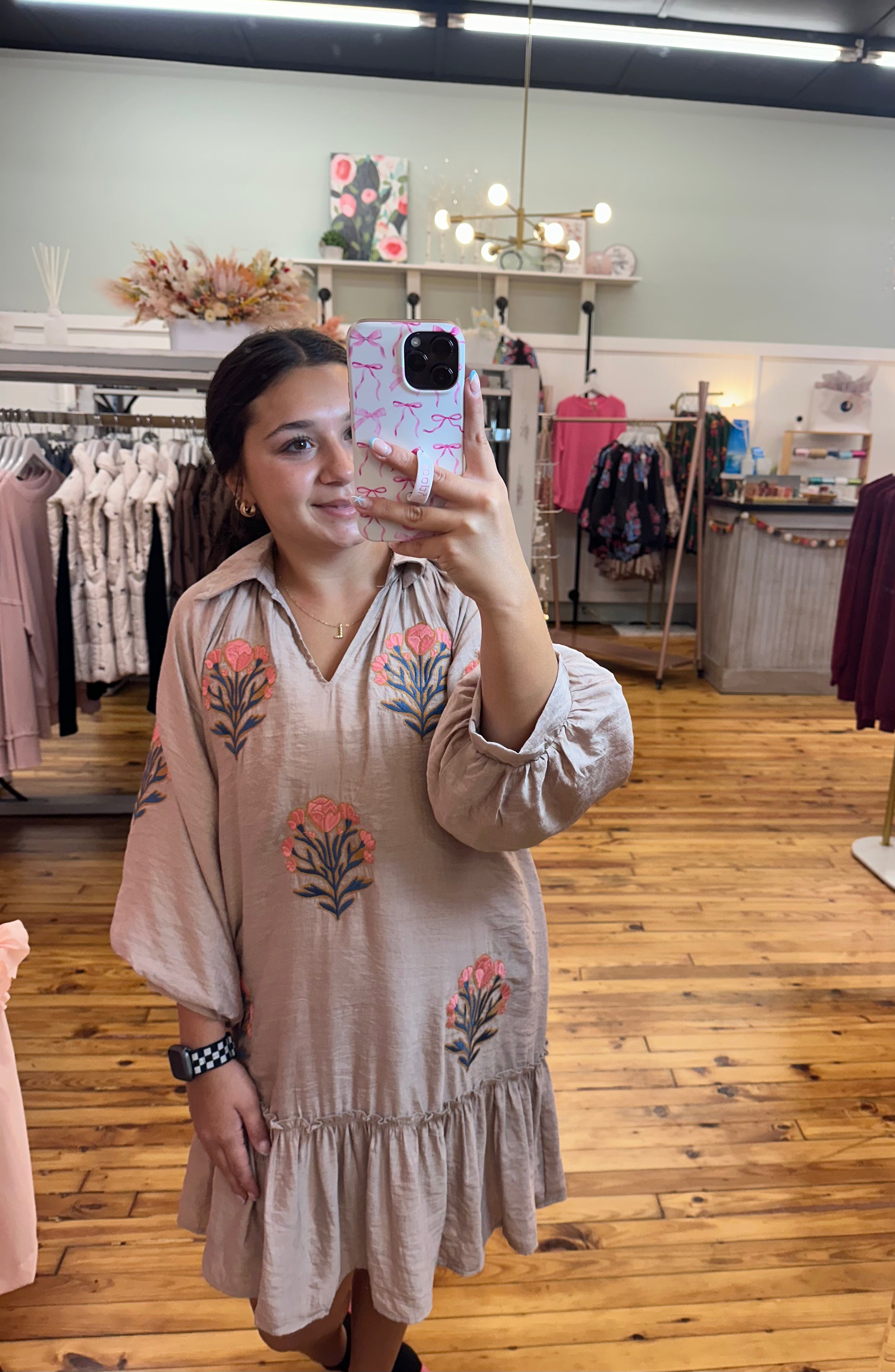 Embroidered Emmalee Dress (S-2X)(2 Colors)