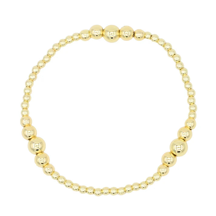 Stainless Steal Gold Beaded Stretch Bracelet