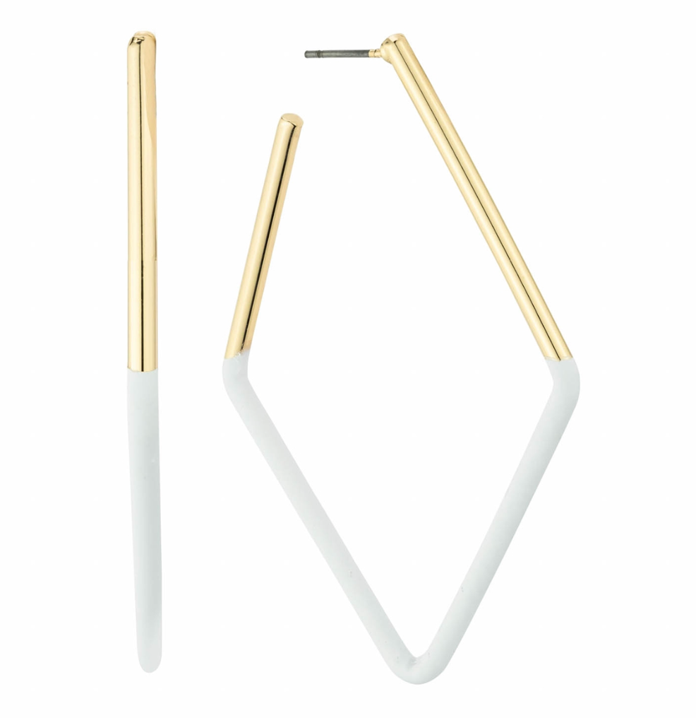 Gold Triangle Earrings (Black or White)