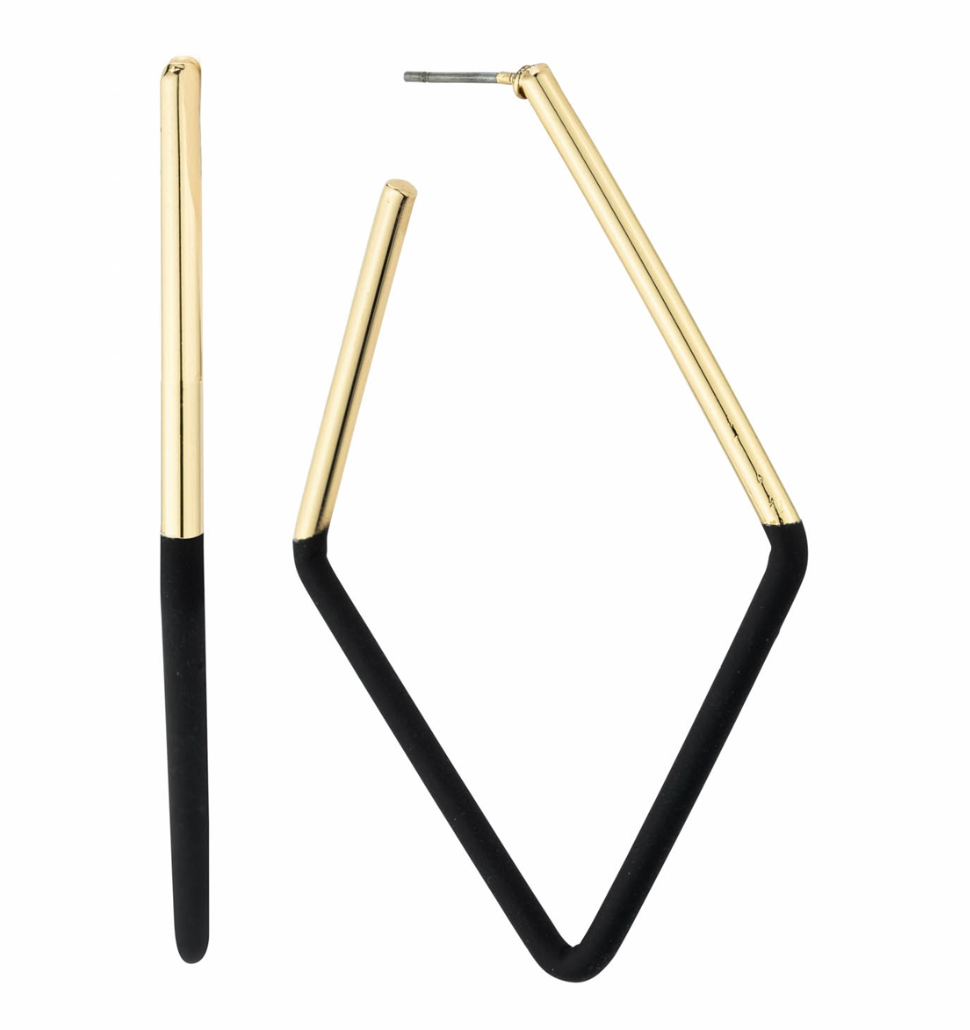 Gold Triangle Earrings (Black or White)