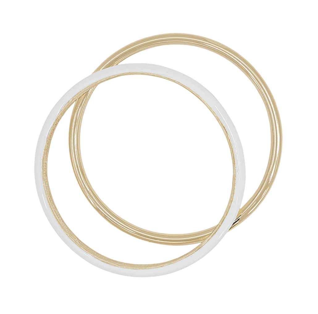 White & Gold Bangle Bracelet Set