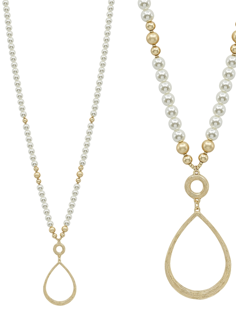 Pearl Beaded Teardrop Necklace