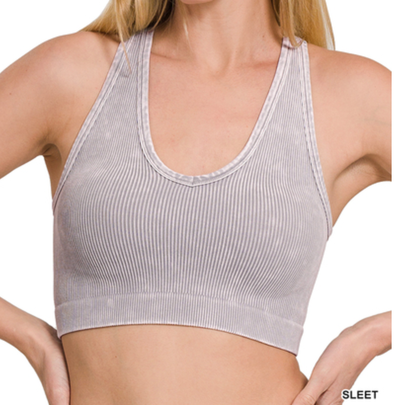 Washed Ribbed RacerBack Brami (Multiple Colors)(S/M or L/XL)