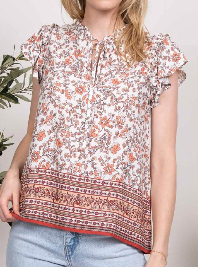 SALE! Flower Field Top (S-L) 2 COLORS