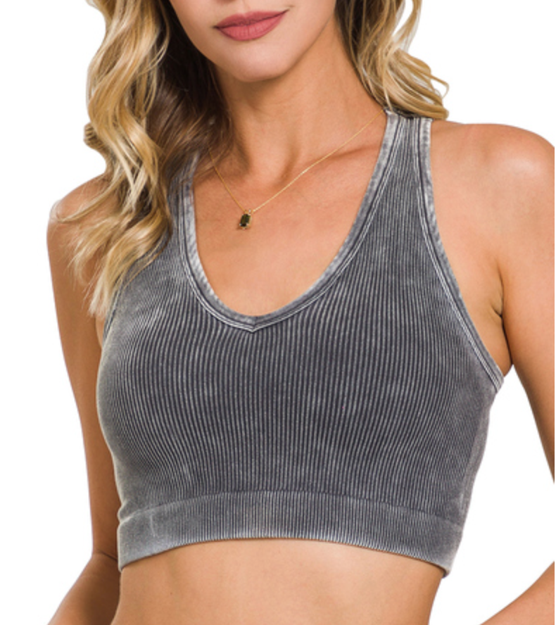 Washed Ribbed RacerBack Brami (Multiple Colors)(S/M or L/XL)