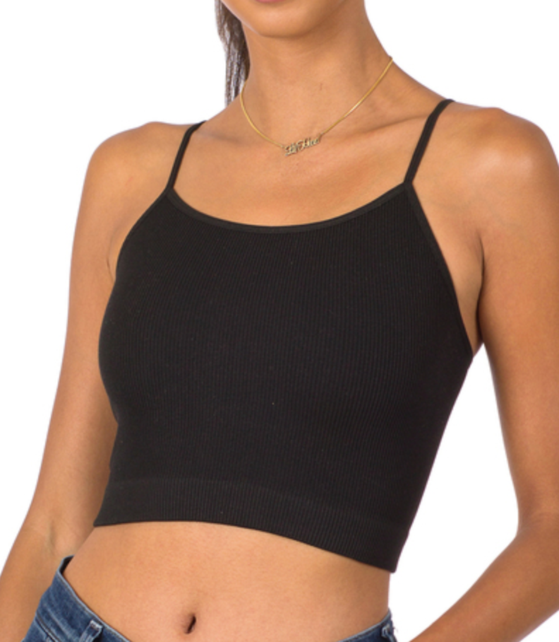 Ribbed Cropped BLACK Brami (S/M OR L/XL)