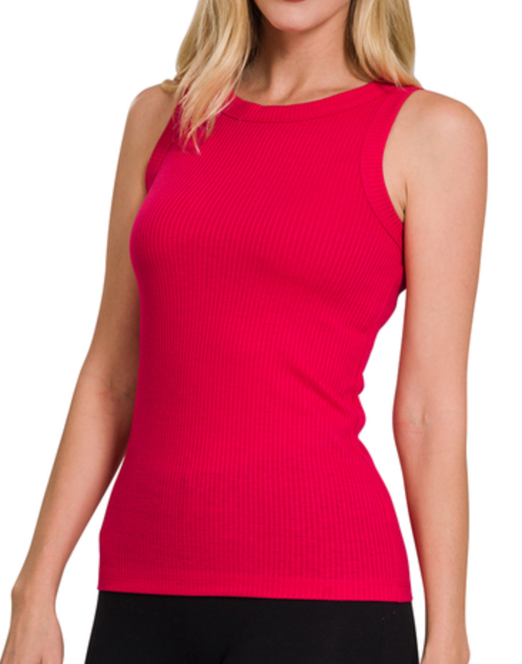 Red Game Day Ribbed Tank Top (S-L)