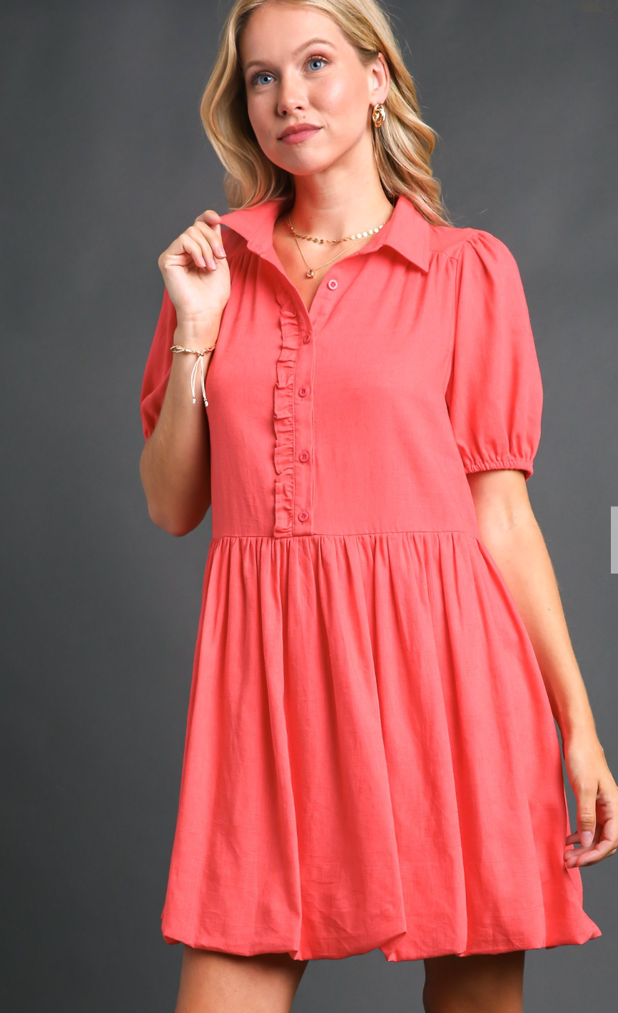 The Carlee Coral Bubble Dress (S-L)