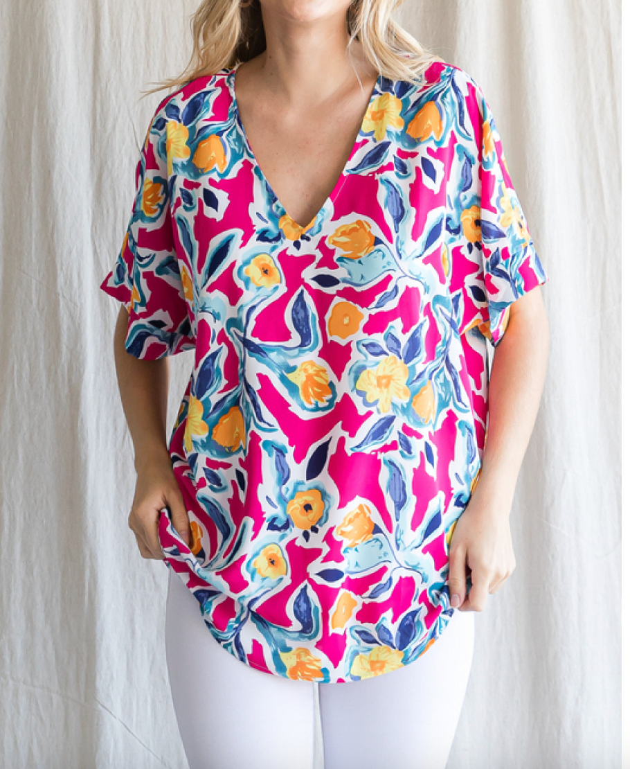 The Samantha Floral Vneck Top (2 Colors)(S-L)