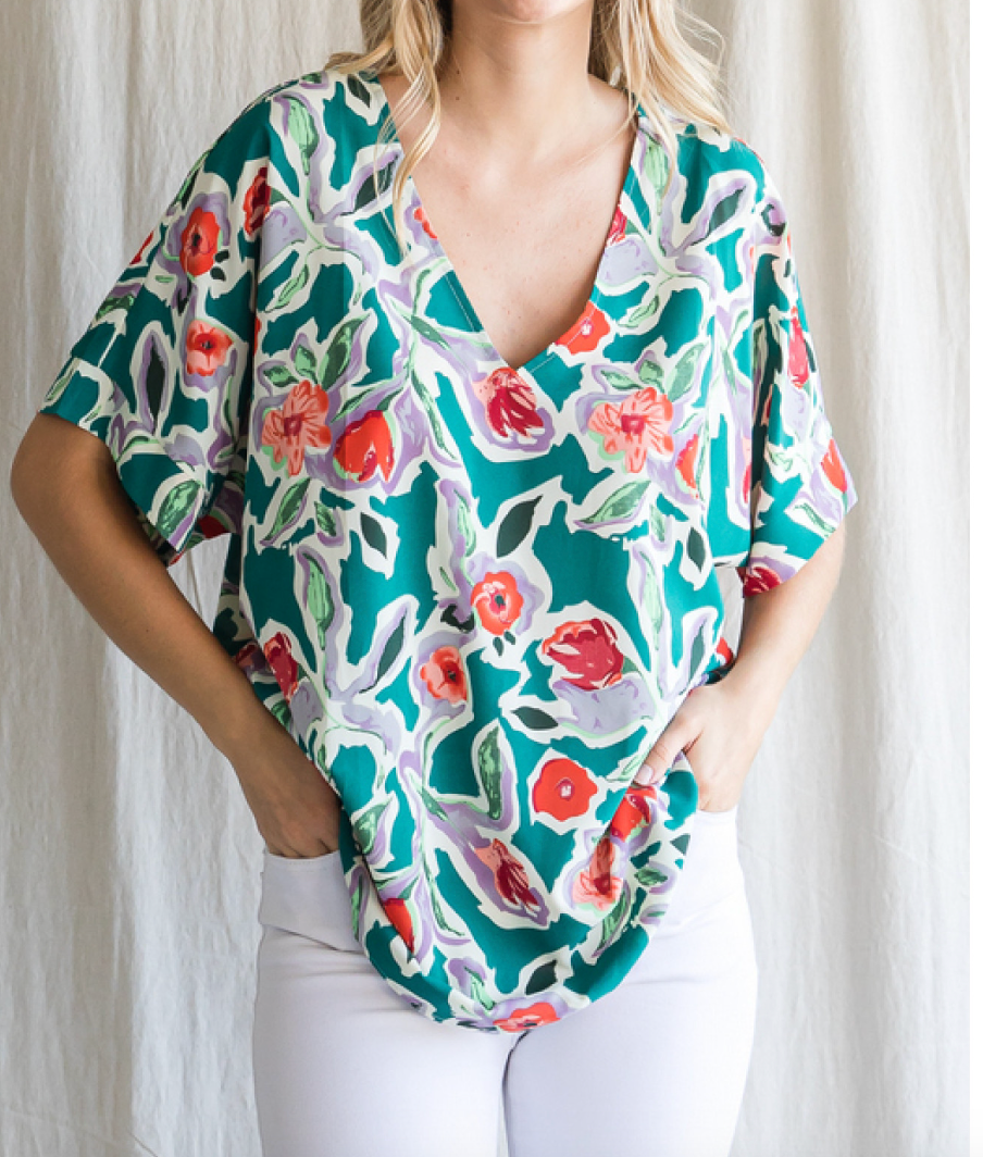 The Samantha Floral Vneck Top (2 Colors)(S-L)