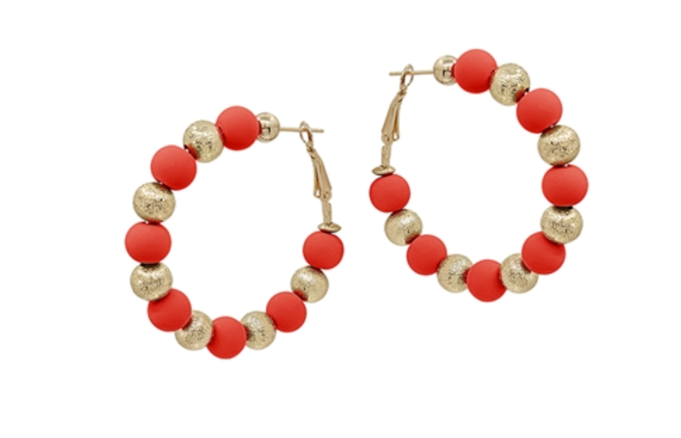 Clay Beaded Earrings (Red or Black)