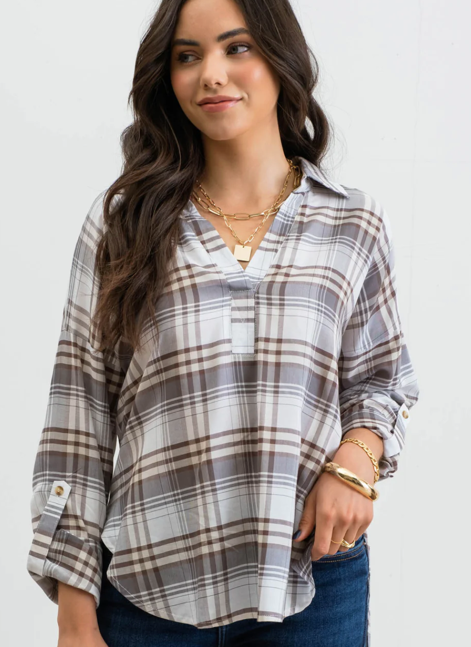 The Parker Plaid Top (S-3X)