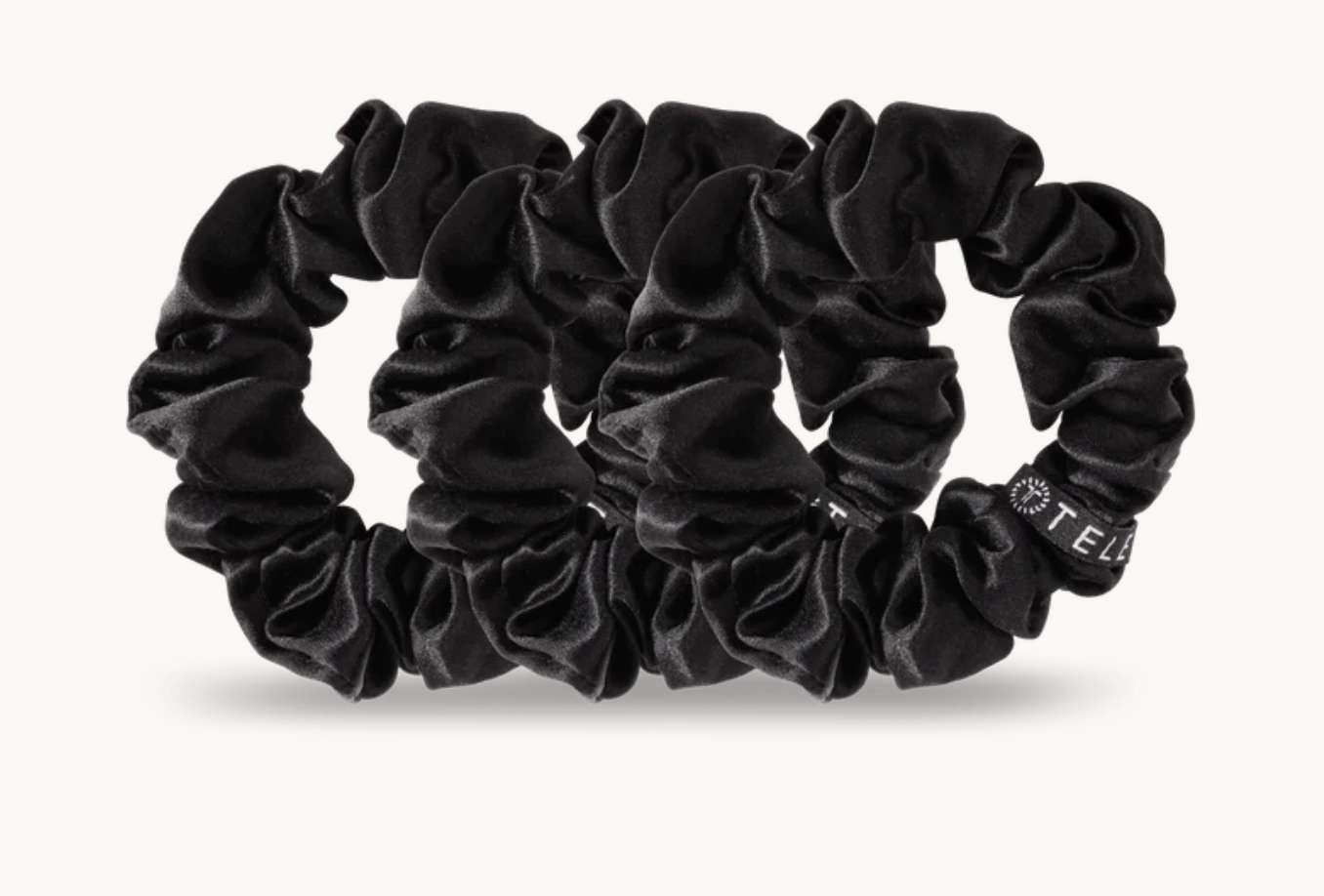 TELETIES Silk Large Black Scrunchie