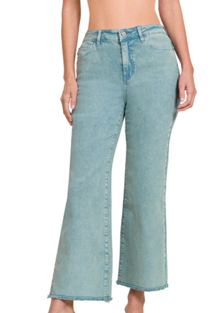 Acid Washed BOOTCUT Cropped Colored Pants (S-XL)(multiple color options)