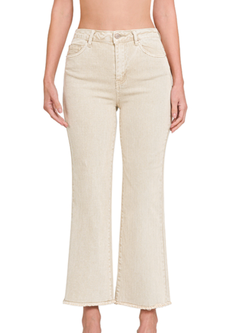 Acid Washed BOOTCUT Cropped Colored Pants (S-XL)(multiple color options)