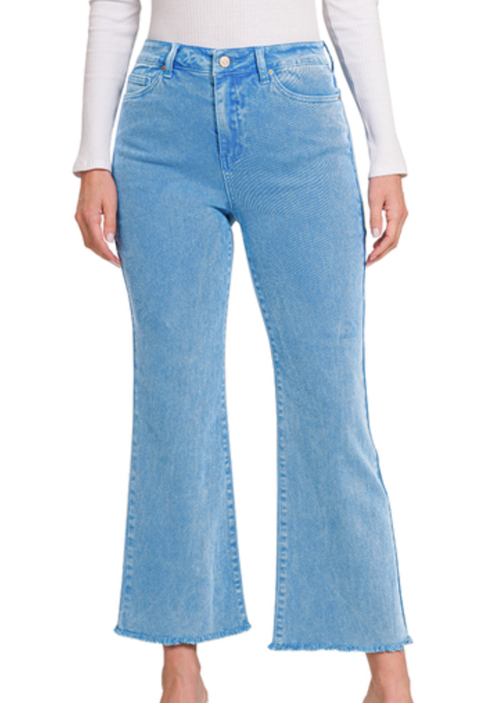 Acid Washed BOOTCUT Cropped Colored Pants (S-XL)(multiple color options)