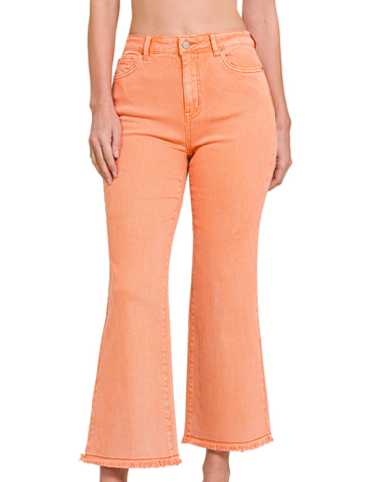 Acid Washed BOOTCUT Cropped Colored Pants (S-XL)(multiple color options)