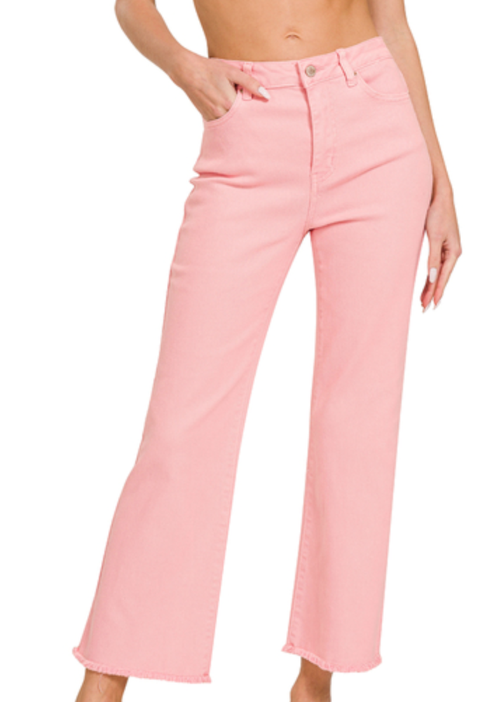 Acid Washed BOOTCUT Cropped Colored Pants (S-XL)(multiple color options)