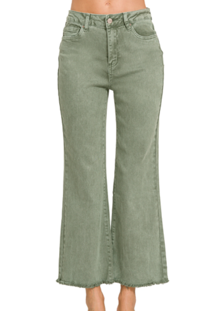 Acid Washed BOOTCUT Cropped Colored Pants (S-XL)(multiple color options)