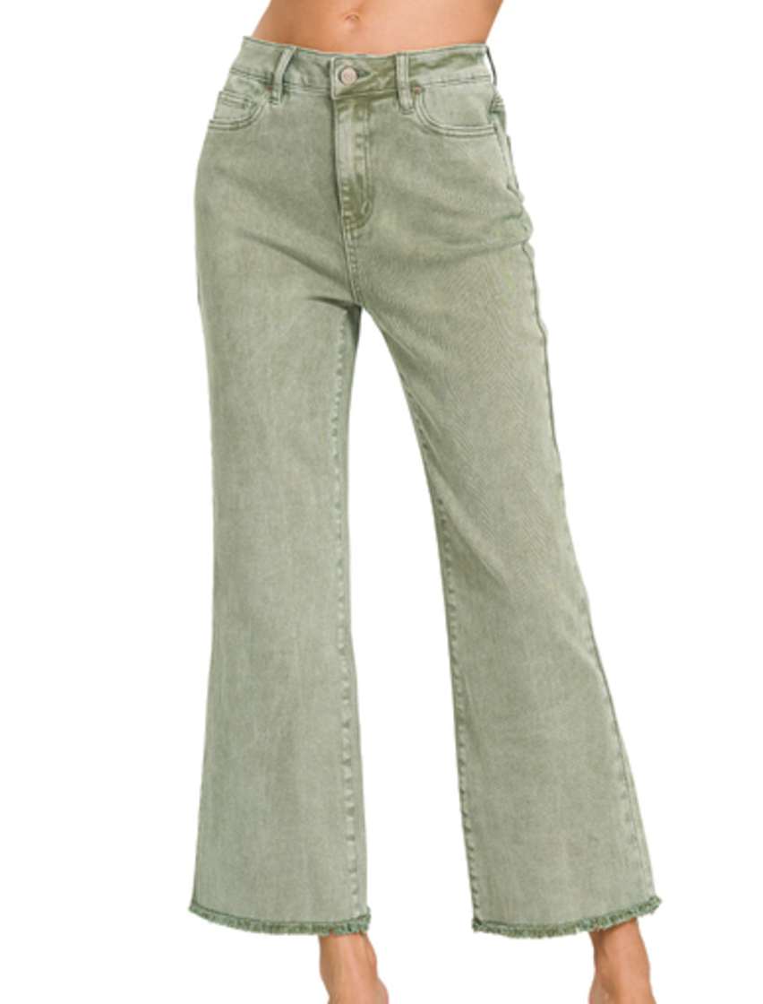 Acid Washed BOOTCUT Cropped Colored Pants (S-XL)(multiple color options)