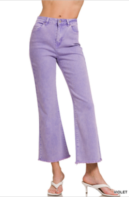 Acid Washed BOOTCUT Cropped Colored Pants (S-XL)(multiple color options)