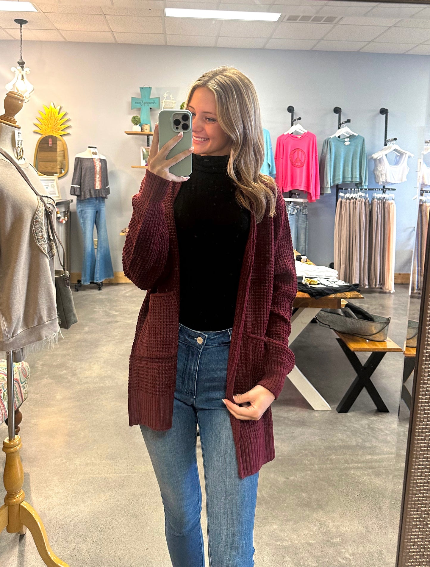 Waffle Knit Cardigan (S-XL)