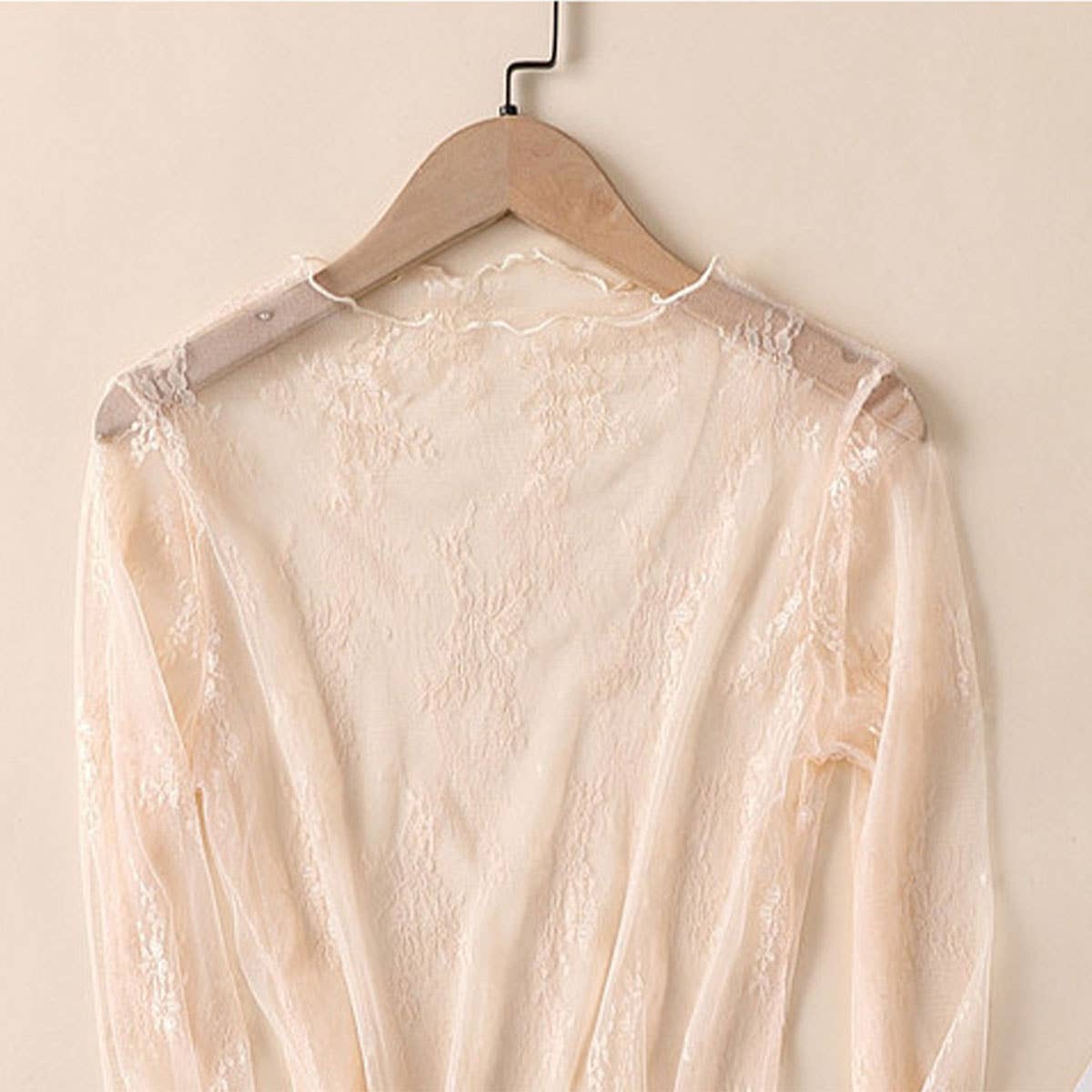 Floral Mesh Long Sleeve Lace Top (S-XL)(Multiple Color Options)