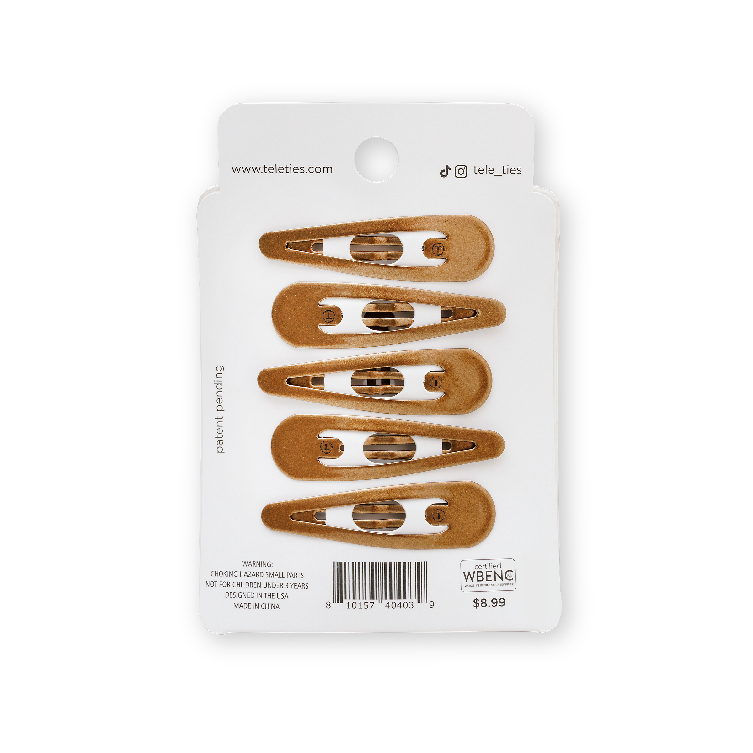 TELETIES - Snap Clip | Bronze | 6 Count