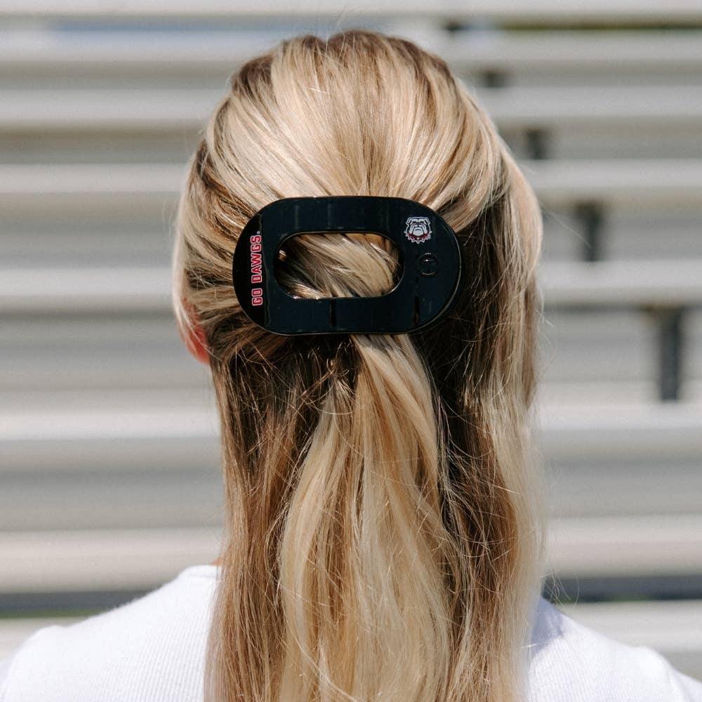 TELETIES - Flat Round Hair Clip | Medium | Go Dawgs!