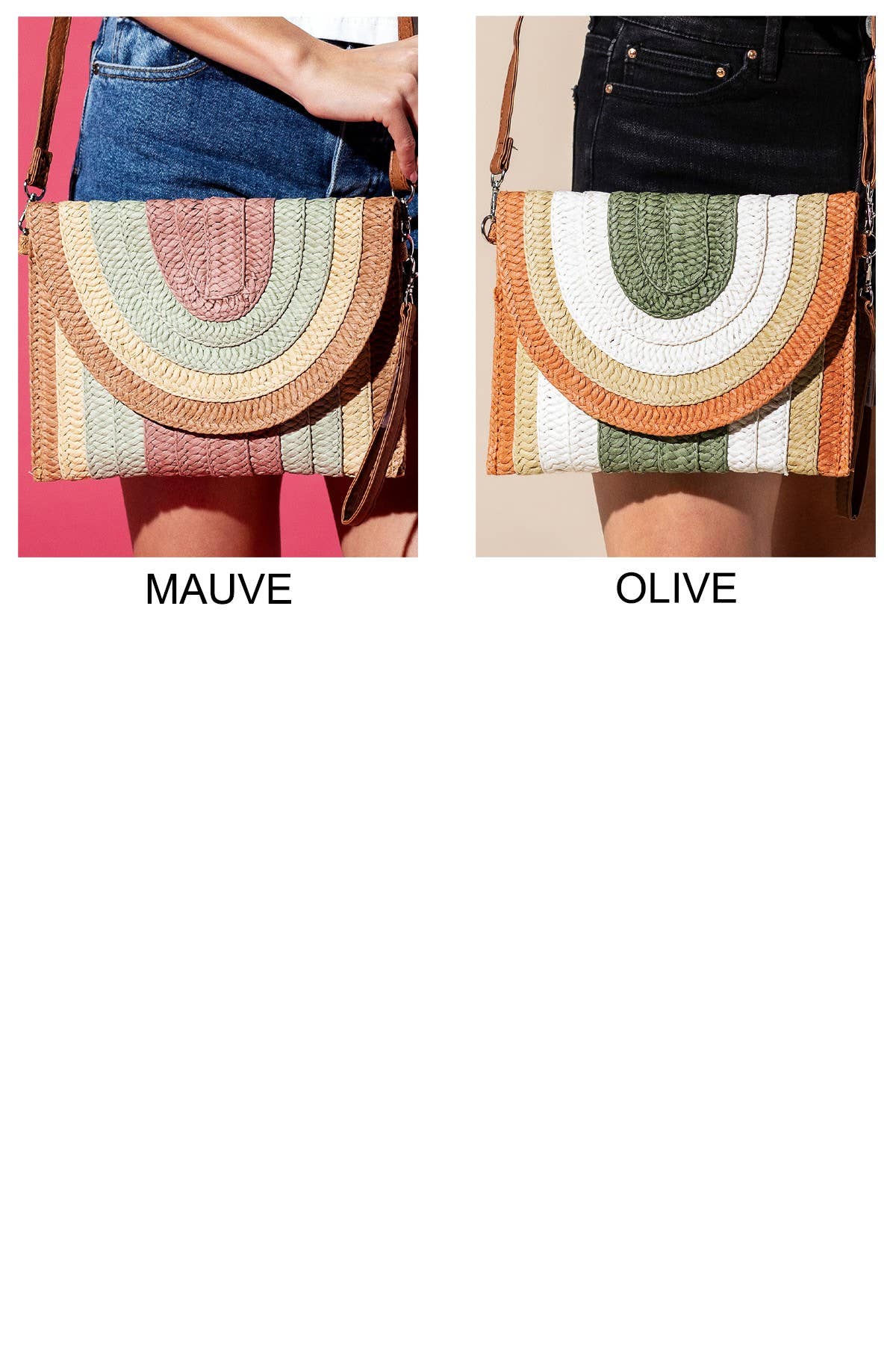 SALE! Colorful Striped Straw Crossbody/Clutch (2 Colors)