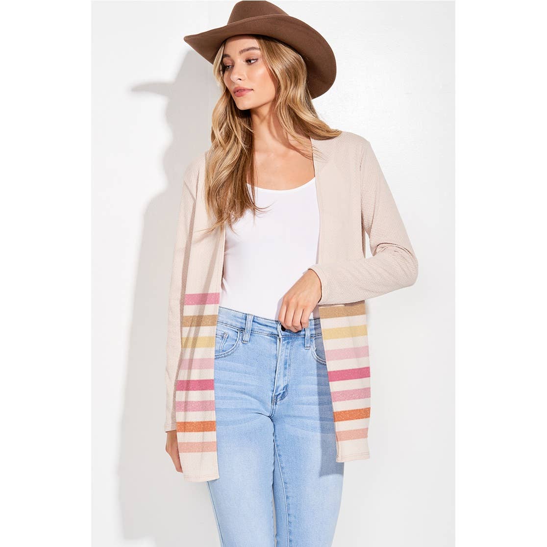 Stripe knit cardigan (S-L)