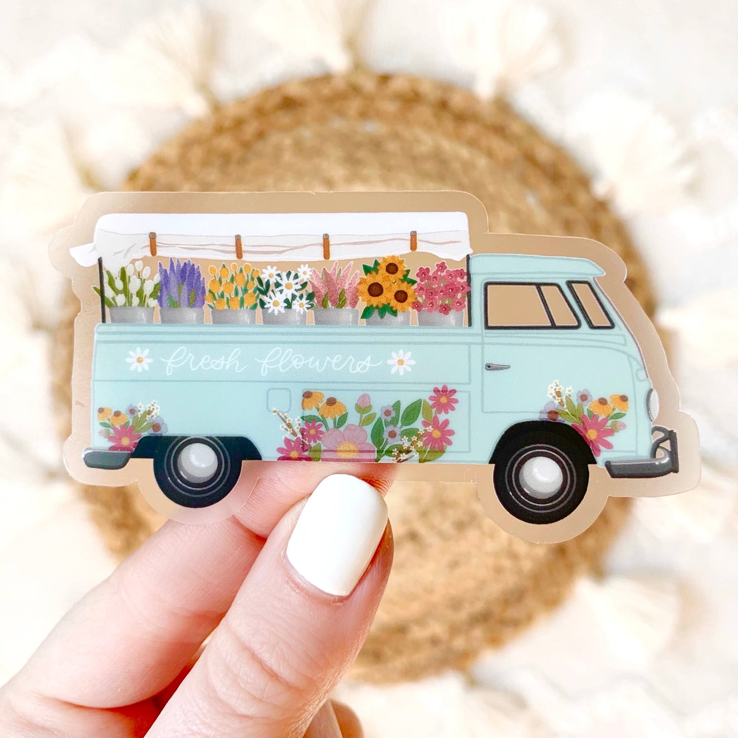 Elyse Breanne Design - Clear Flower Truck Sticker, 3.25x1.75in