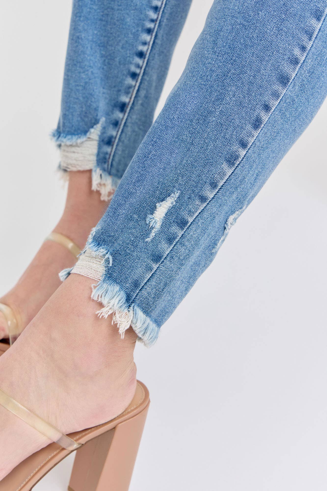 Cello Jeans- PLUS Ankle Skinny Jean with Frayed Hem Tinted (SIZES 14-22)