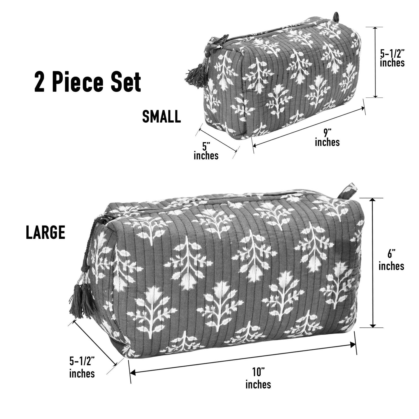 Cotton Block Print Pouch Set
