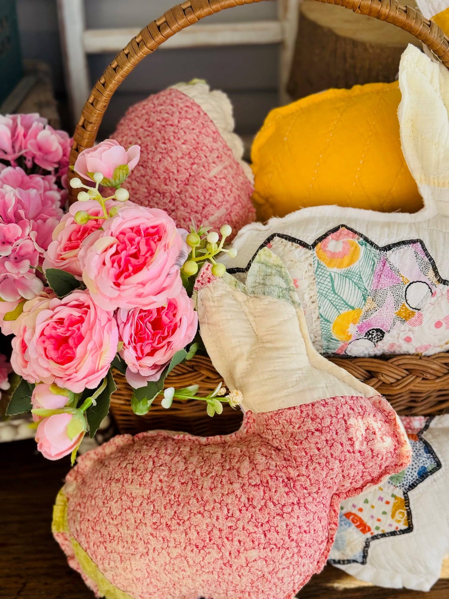 SALE!!! Vintage Fabric Easter Bunny made from upcycled quilts