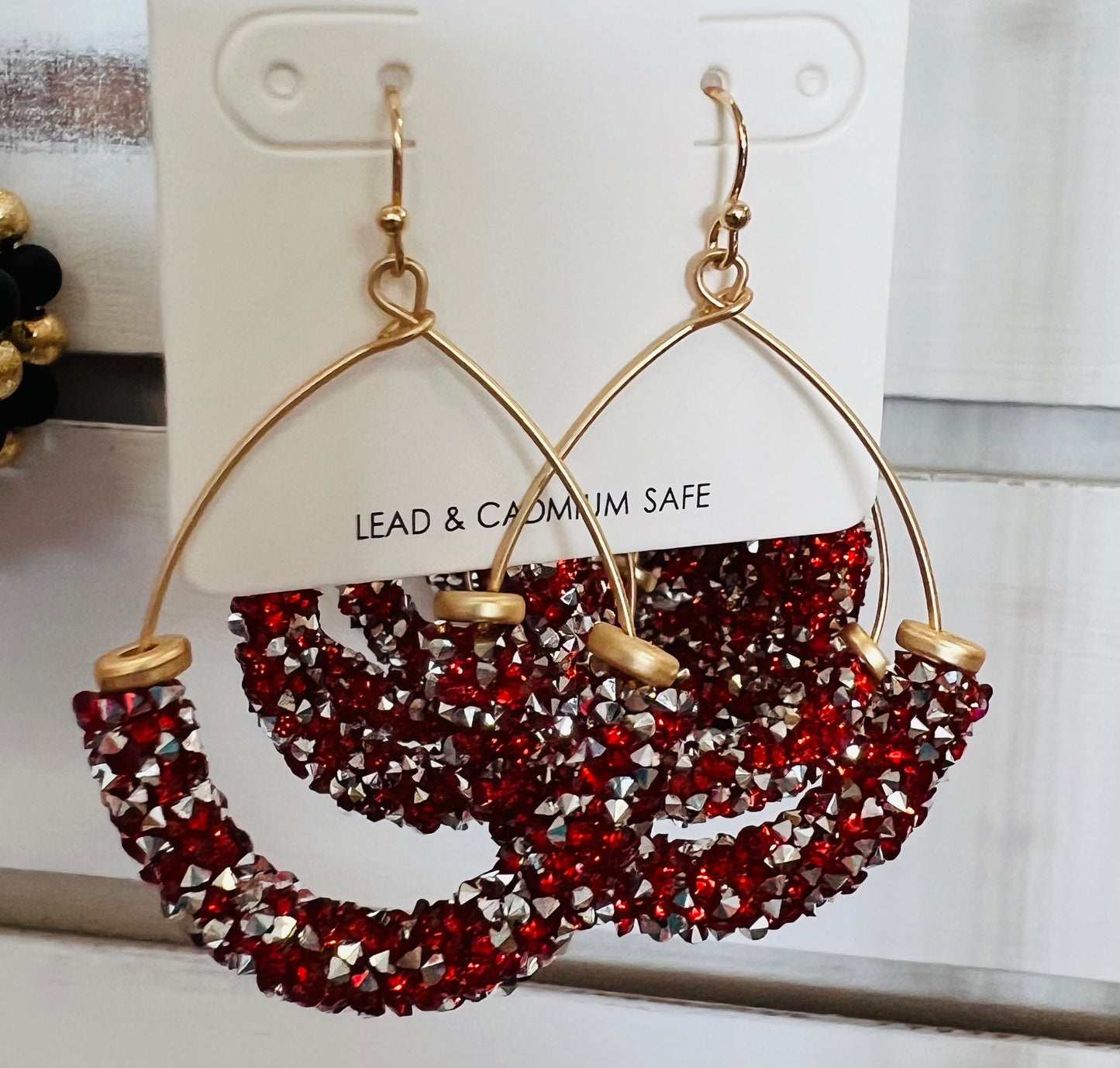 Red Crushed Crystal Earrings