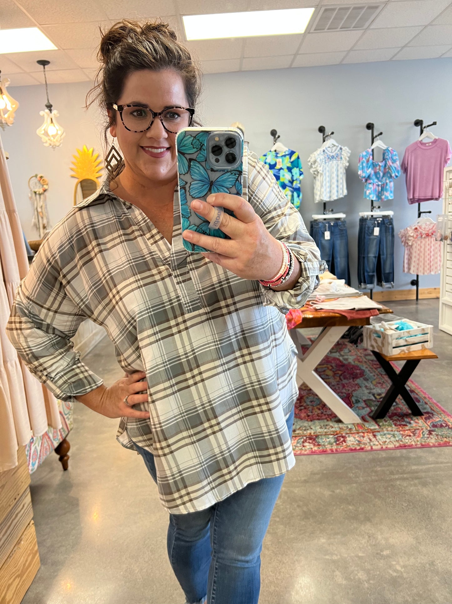 The Parker Plaid Top (S-3X)