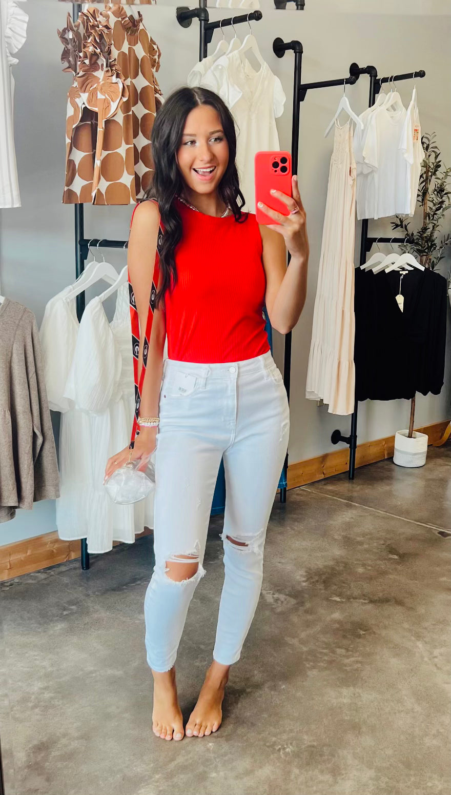 Red Game Day Ribbed Tank Top (S-L)