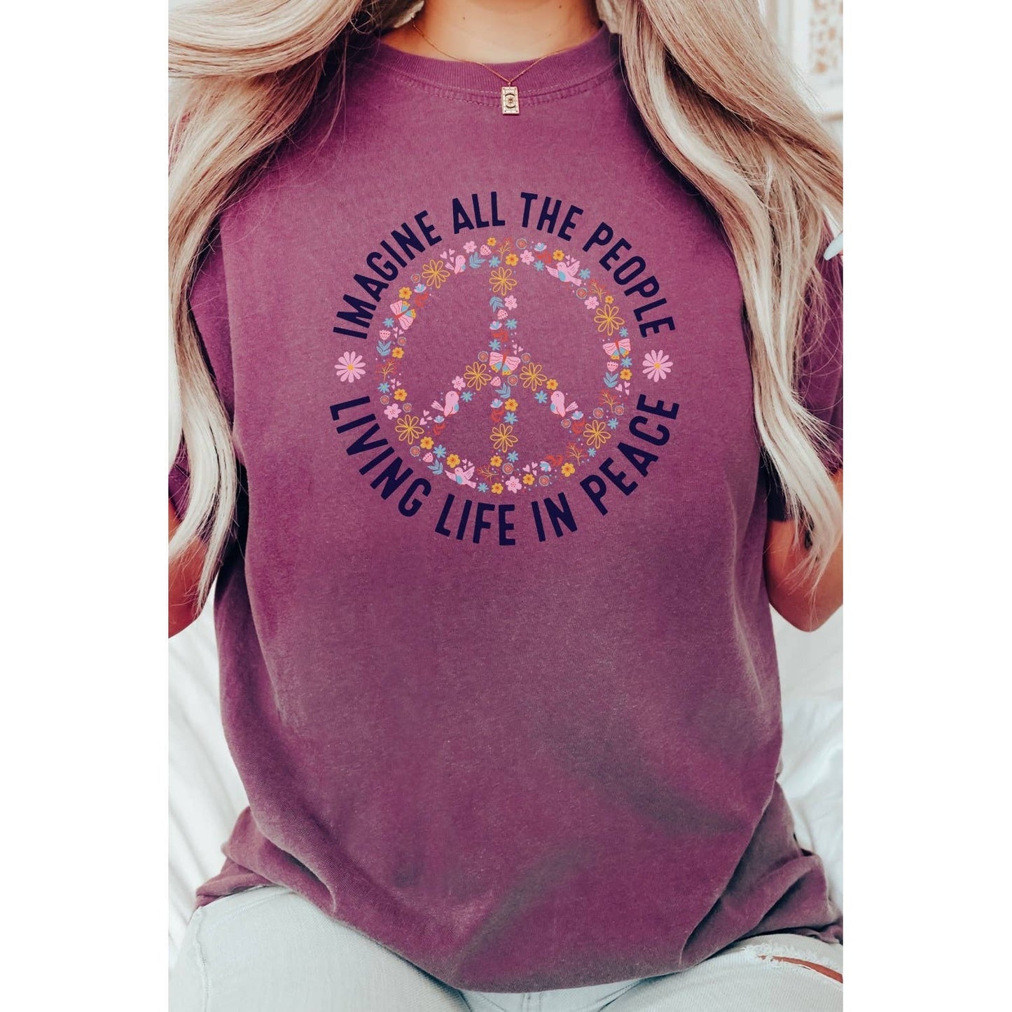 Imagine All The People Comfort Colors Graphic Tee