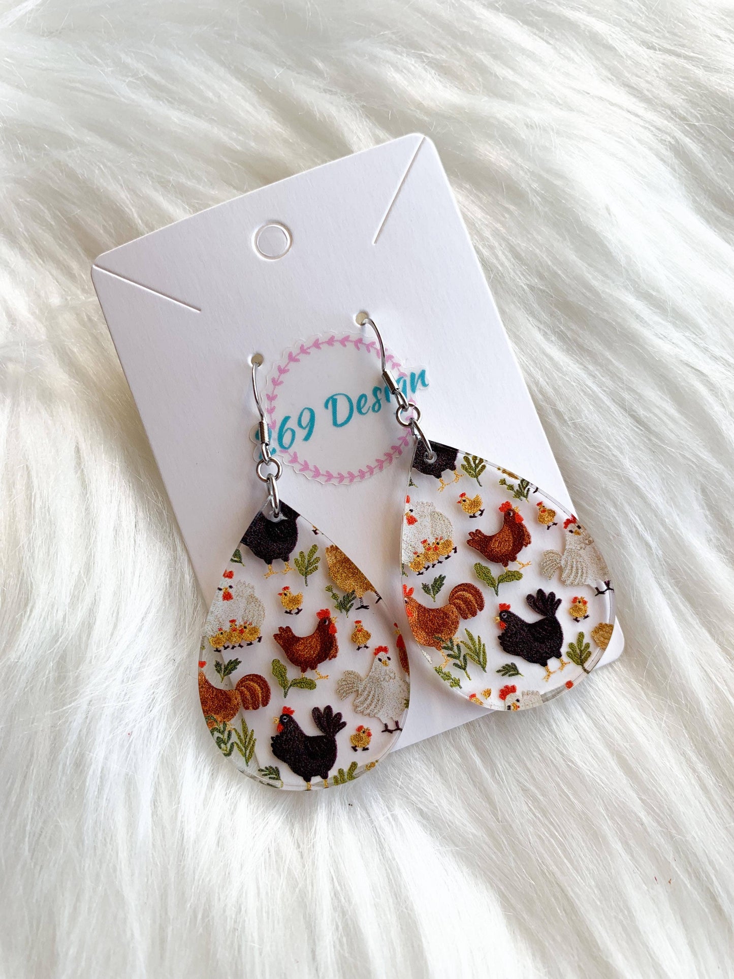 Chickens Teardrop Earrings