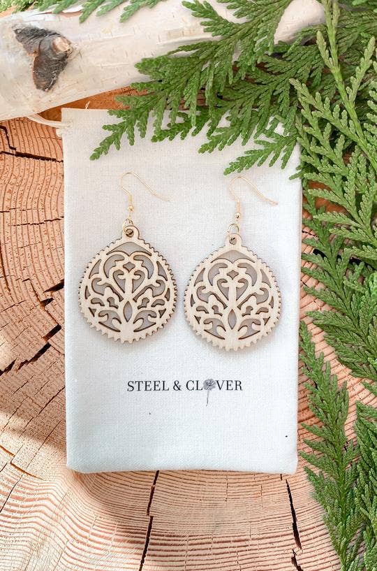 Mackenzie Wooden Earring- White