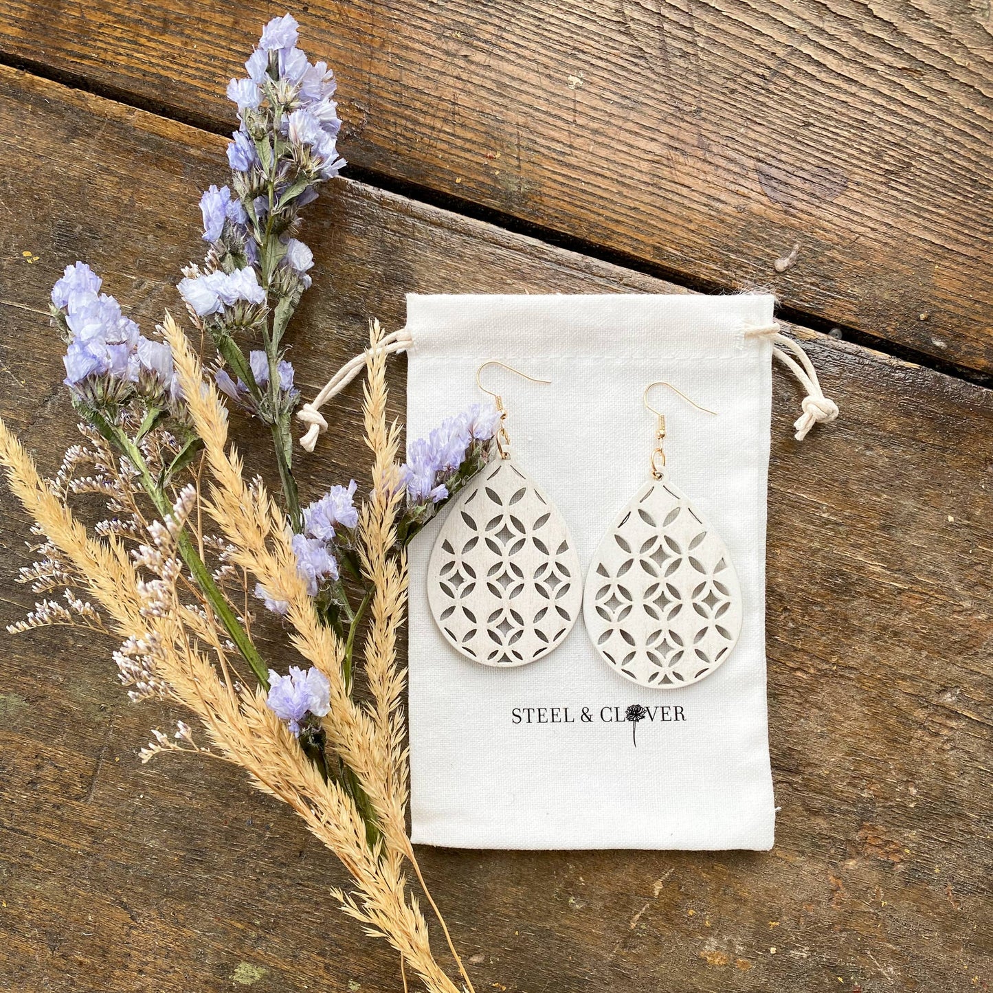 The Ivory Wooden Earring
