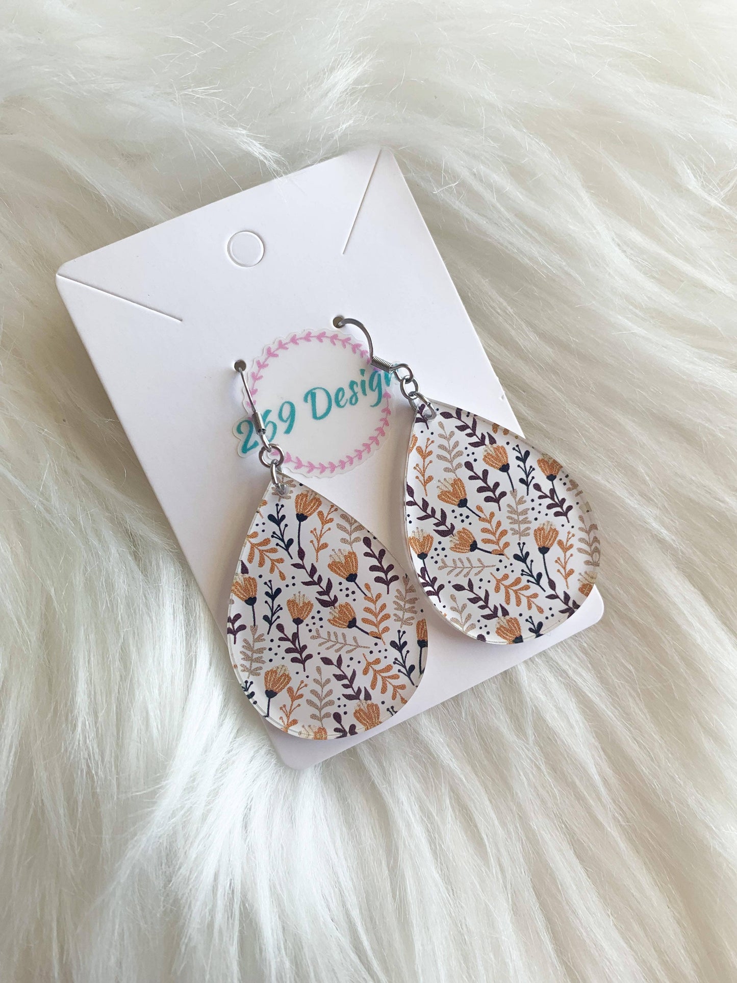 Fall Floral Teardrop Earrings