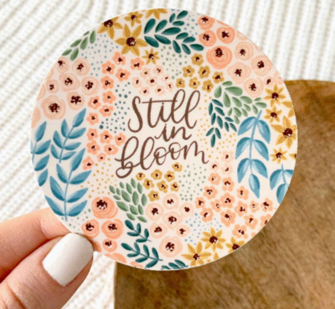 Still in Bloom Floral Circle Sticker