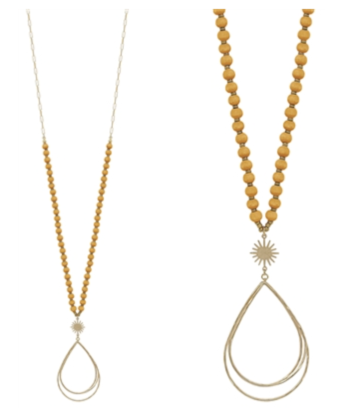 Gold Wired Teardrop Necklace (3 COLORS)