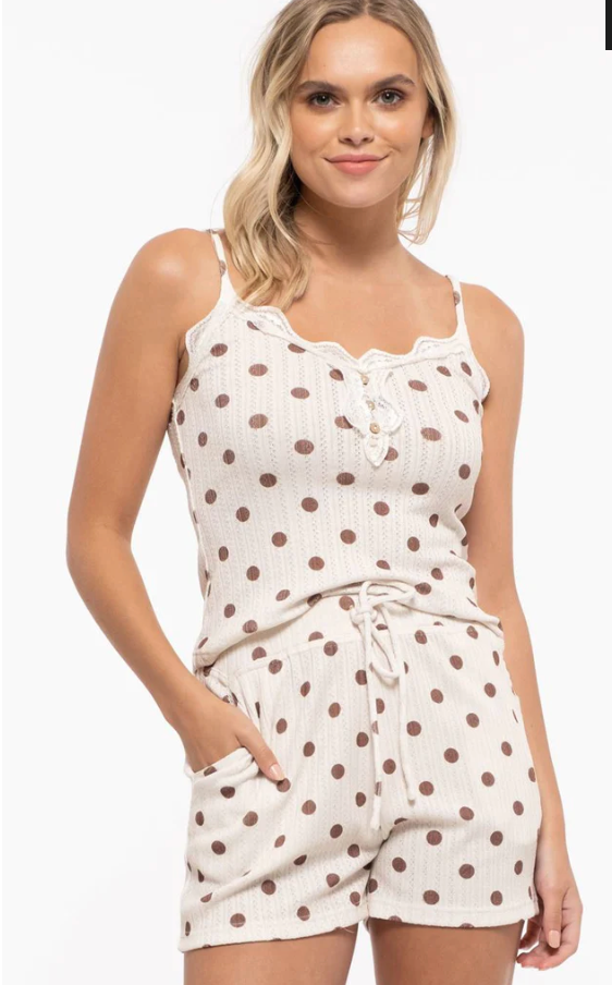 SALE! Polka Dot Camisole (Ivory or Olive)(S-L)