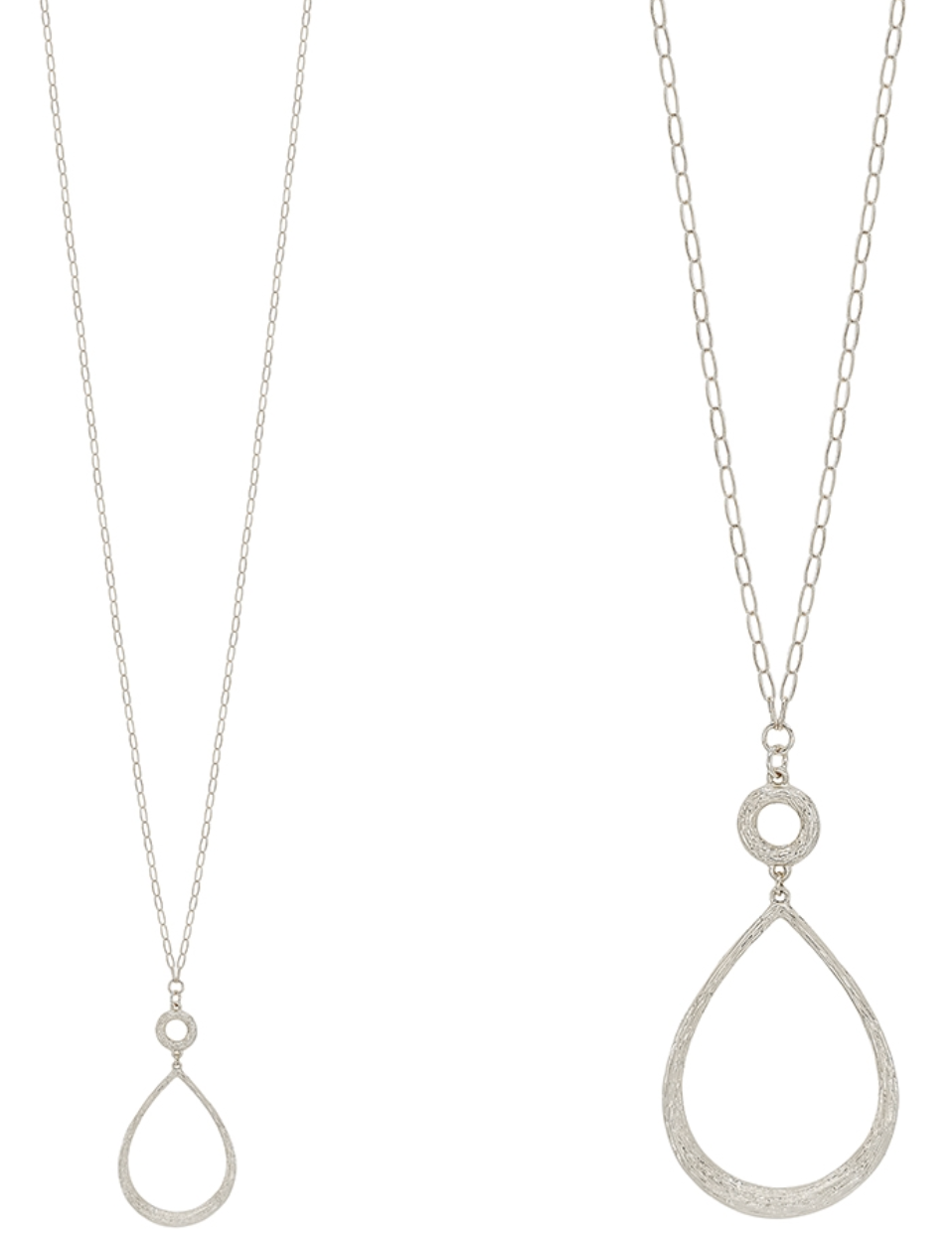 Silver Teardrop Long Necklace